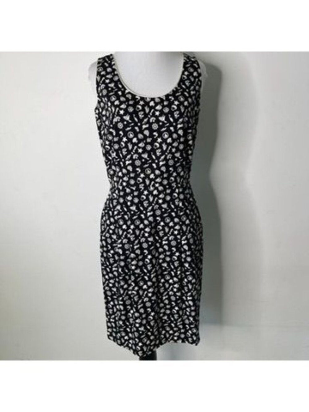 Vintage Les Copains Mini Dress Sz 42 US 6 Black Knit Sleeveless Authentic Italy
